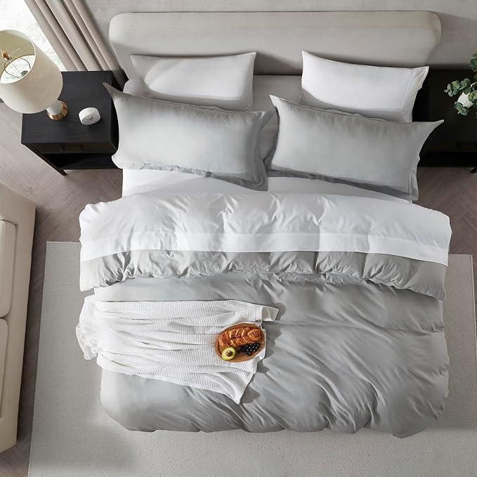 Nestl Light Grey Duvet Cover Queen Size - Image 5