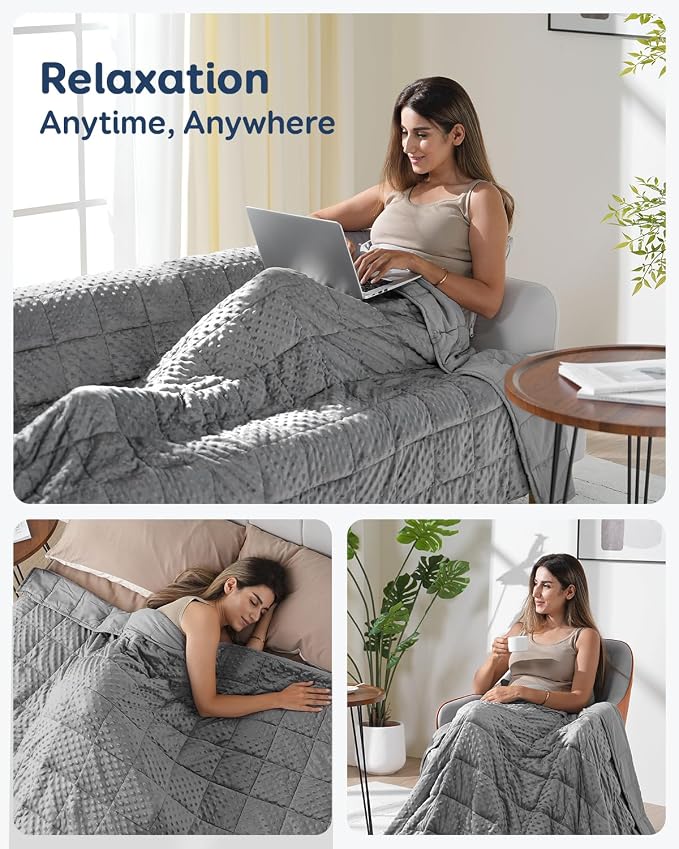 Kivik Weighted Blanket 15 lbs for Adults, Minky Dot Heavy Blankets, Microfiber - Image 5