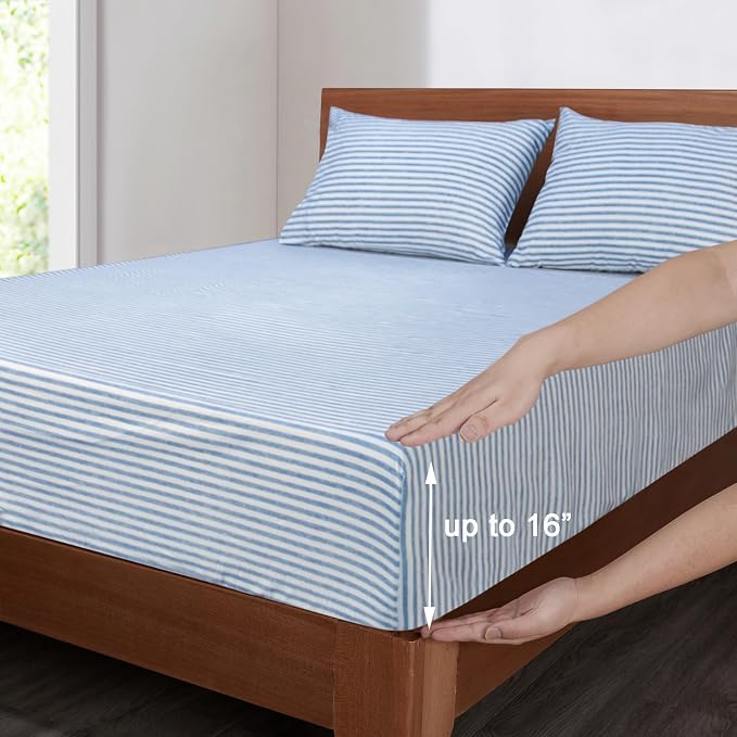 Mejoroom Striped Queen Size Sheet Set - Image 4