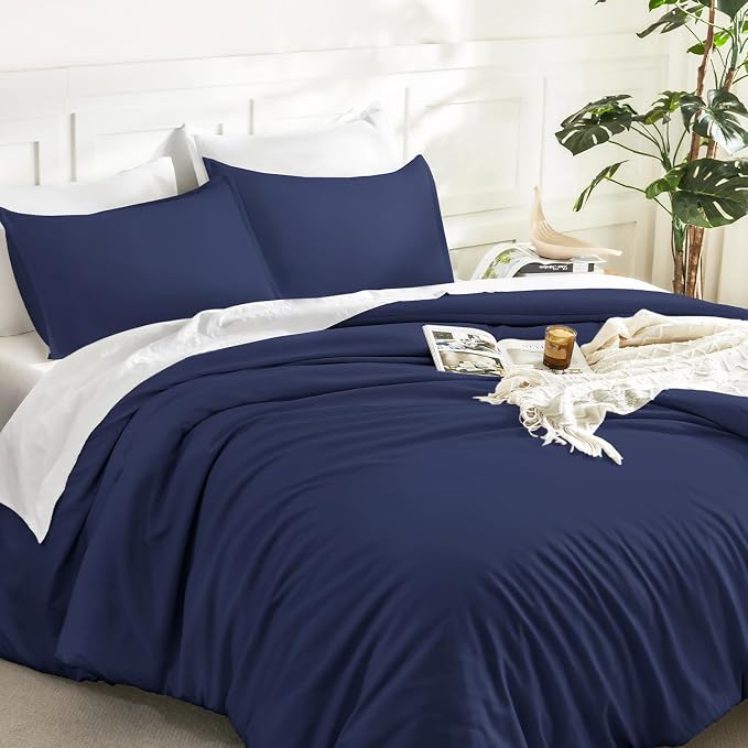 Litanika Comforters Navy Blue Super King Plus Size, 3 Pieces Lightweight Solid - Image 5