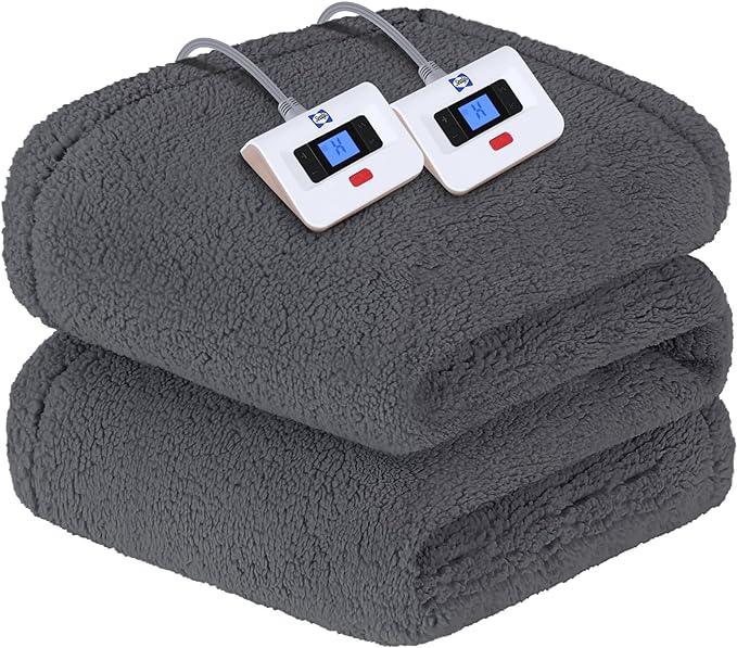 Sealy Electric Blanket Queen Size, Dual Control Soft Sherpa Heated Blanket by Sealy