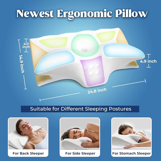 Cervical Pillow for Neck Pain Relief, Cooling Contour Memory Foam Pillows - Image 5