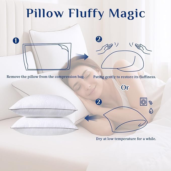 JOLLYVOGUE Pillows Queen Size Set of 4 - Image 8
