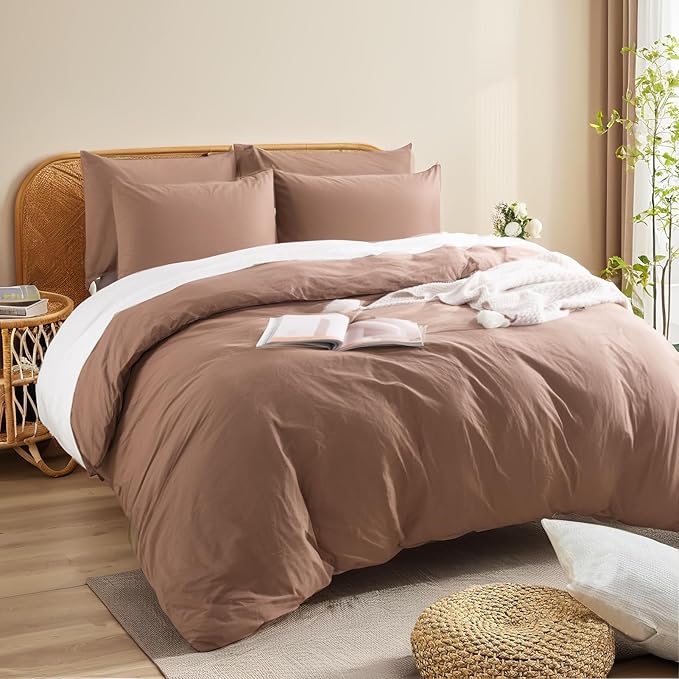 NEXHOME PRO Duvet Cover Set 100% Washed Cotton Oversized King 120"x98" Linen - Image 4