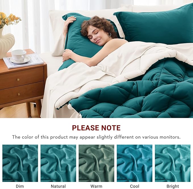 MUXHOMO 7 Pieces King Comforter Set, Reversible Bed in a Bag King Size - Image 4