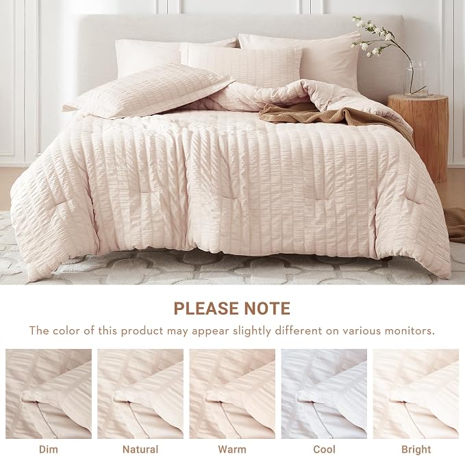 MUXHOMO 5 Pieces Twin XL Comforter Set, Seersucker Bed in a Bag Twin XL Size - Image 5