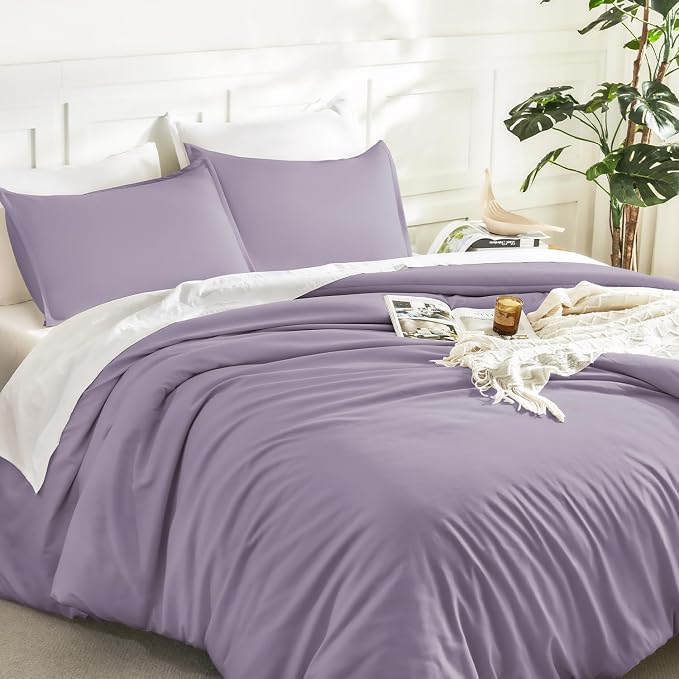 Litanika Grayish Lavender Purple Comforter Set Queen Size, 3 Pieces Lightweight - Image 5
