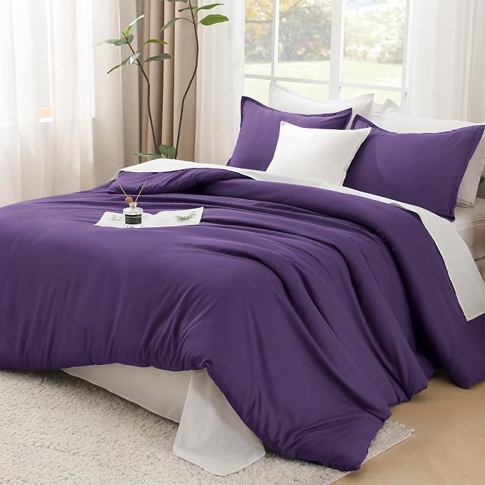 Litanika Dark Violet Purple Comforter Set Twin/Twin XL Size, 2 Pieces - Image 2