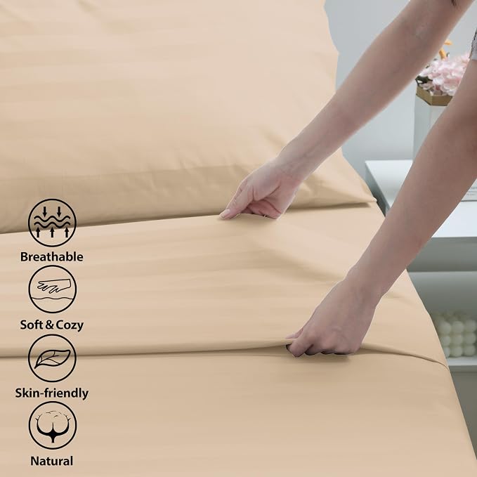 Cotton Calking Flat Sheet Only, 600 Thread Count 100% Egyptian Cotton Top Sheet - Image 3