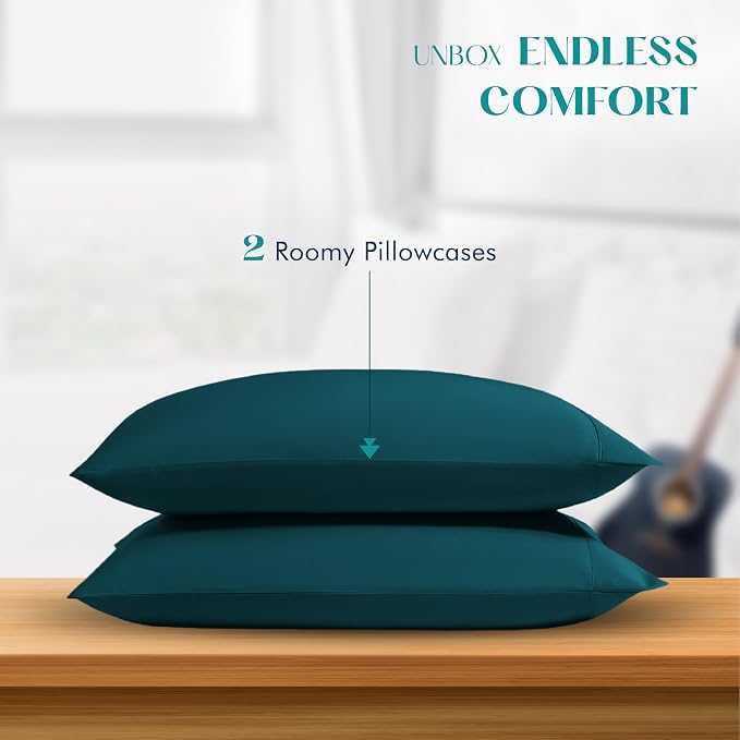 XOOX Linen 100% Egyptian Cotton King Pillow Cases Set of 2 - Image 3