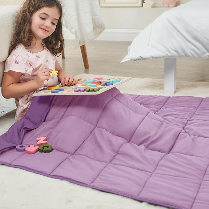 Purple Weighted Blanket Kids 5lbs, Cooling Heavy Throw Blanket - Image 4