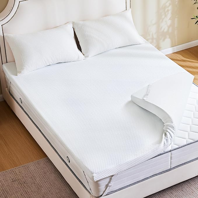 DUMOS 3 Inch Gel Memory Foam Mattress Topper Queen Size, Cooling Breathable - Image 2