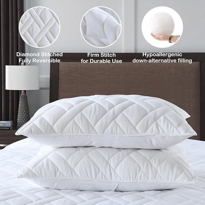 HORIMOTE HOME Quilt Set Queen Size White, Classic Geometric Diamond Stitched - Image 4