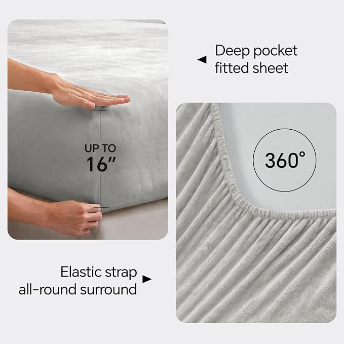BEDELITE Flannel Sheets Twin Size Light Grey - Image 4