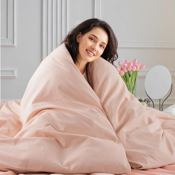 NEXHOME PRO Duvet Cover Set 100% Washed Cotton Oversized King 120"x98" Linen - Image 8