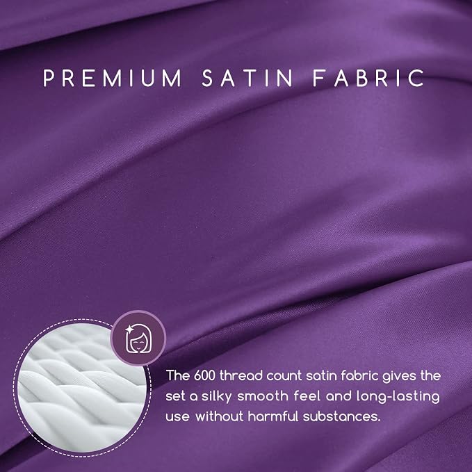 MR&HM Satin Bed Sheets, King Size Sheets Set - Image 2