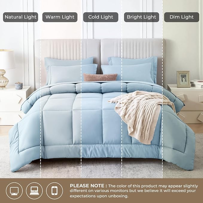 Sasttie Twin XL Comforter Set, 5 Pieces Twin XL Bed in a Bag, Complete Bedding - Image 8