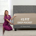 California King Fitted Sheet Deep Pocket – Real 16” Cal King Fitted Sheet Fit by DeaLuxeBedding
