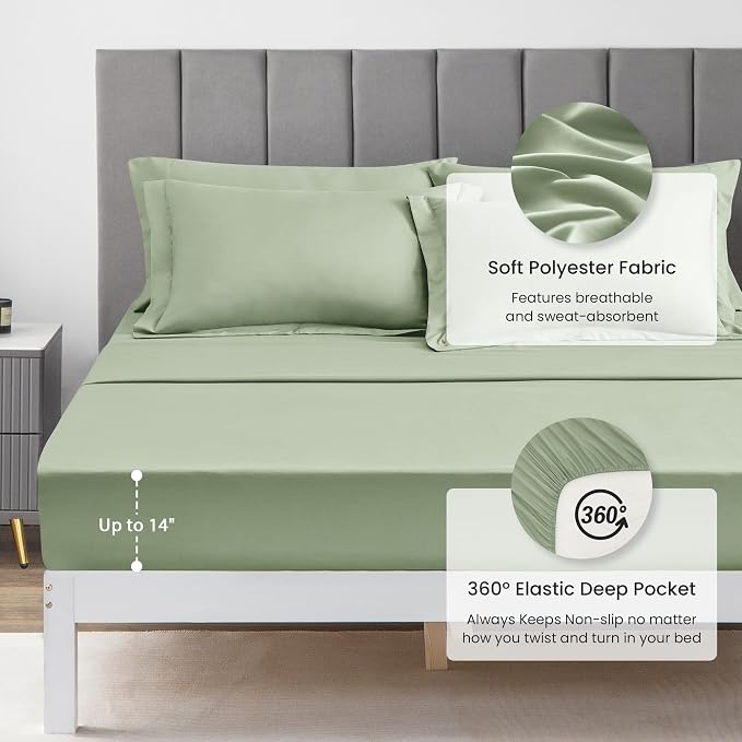 Love's cabin King Size Comforter Set Sage, 7 Pieces King Bed in a Bag, All - Image 4