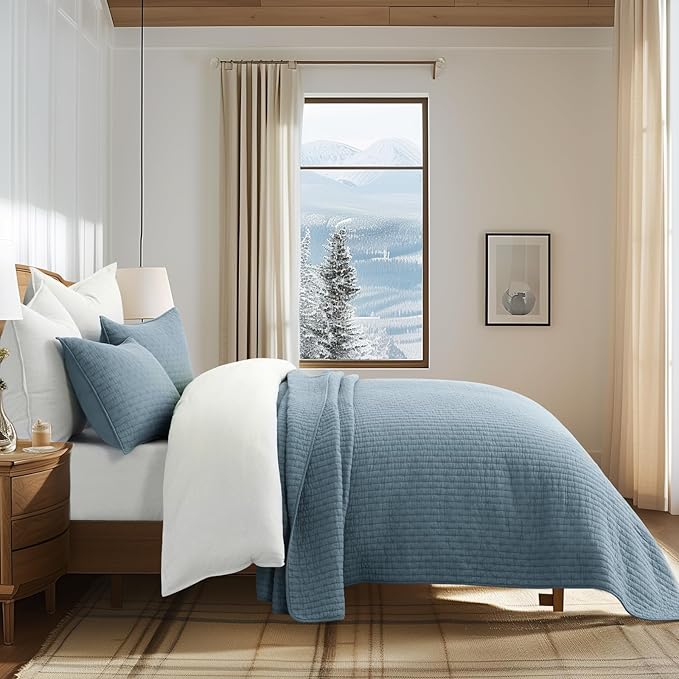 EVERGRACE x Kinsey Walsh Cross Stitch Pre-Washed Cotton Quilt Bedding Set Queen - Image 4