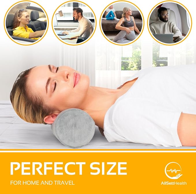 AllSett Health Firm Cervical Neck Roll Memory Foam Pillow, Bolster Pillow - Image 6