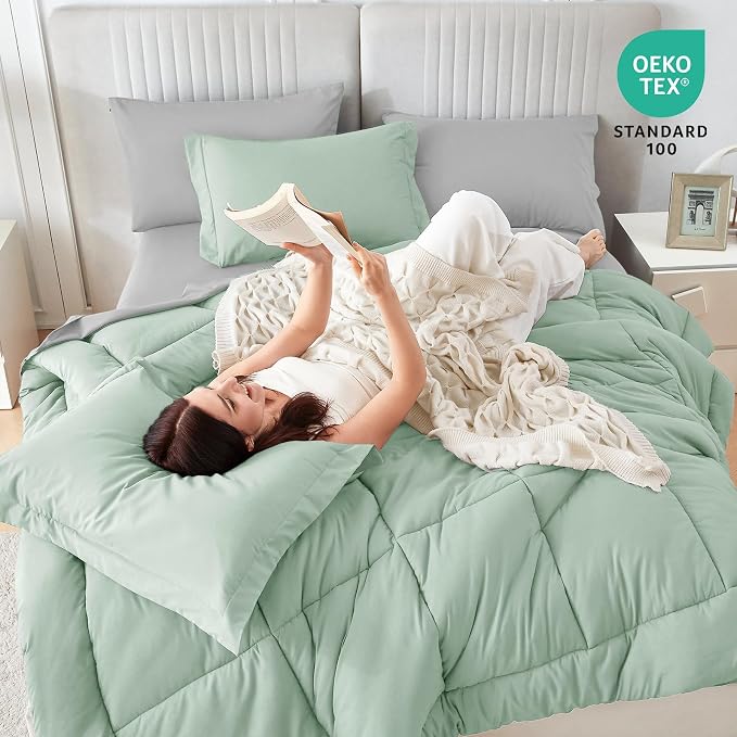 Sasttie Twin Comforter Set, 5 Pieces Reversible Bed in a Bag Twin, Complete - Image 6