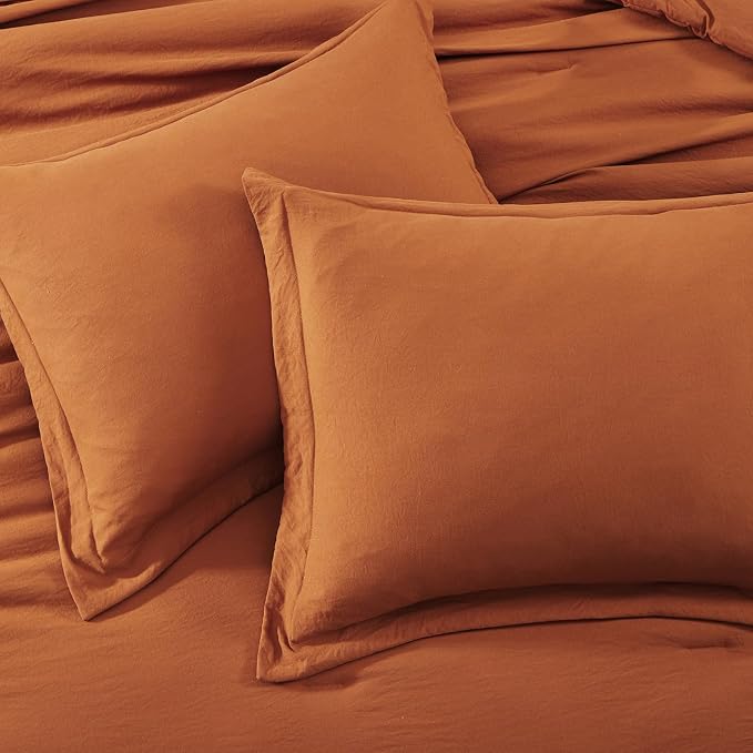 WRENSONGE Queen Comforter Set- 7 Pieces Soft Burnt Orange Bed in a Bag - Image 8