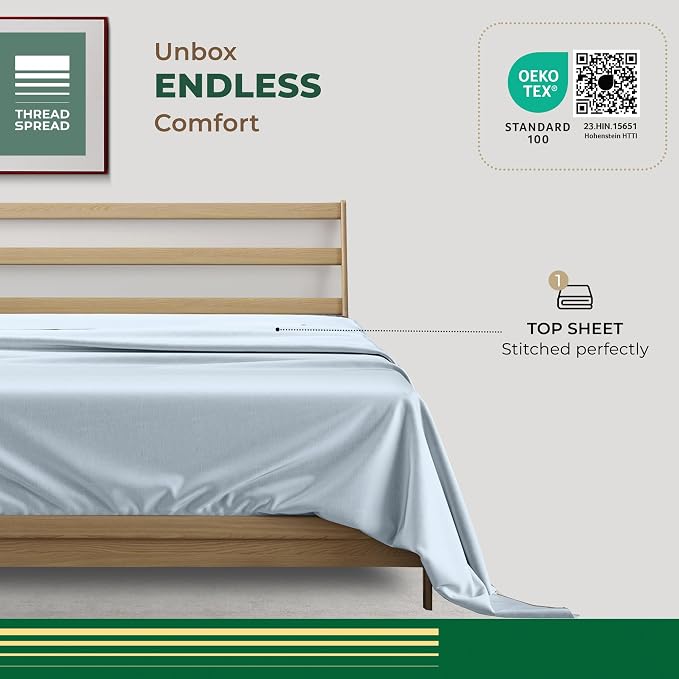 THREAD SPREAD 100% Organic Cotton Percale Flat Sheet Queen Size - Image 3