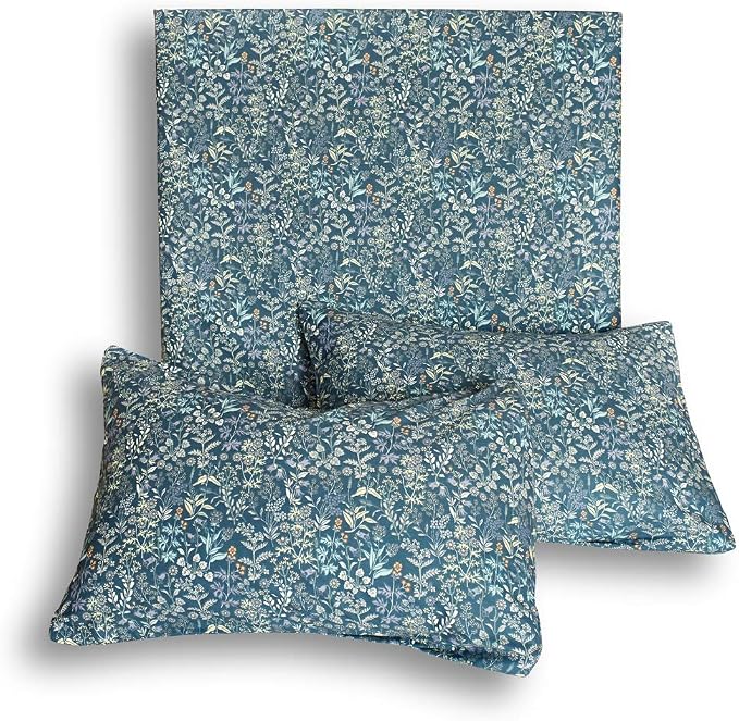 mixinni Blue Floral Duvet Cover King Size Cotton Flowers Pattern King Bedding - Image 7