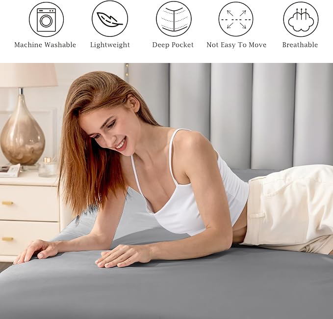 FreshCulture Pure Cotton Fitted Sheets King Size, 300 Thread Count Percale - Image 5