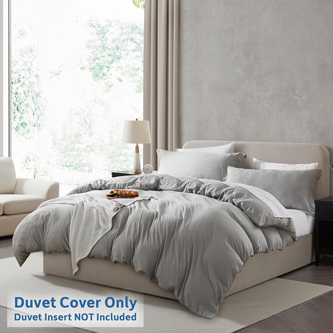 Nestl Light Grey Duvet Cover Queen Size - Image 2