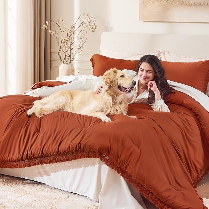 Andency California King Comforter Set Burnt Orange - Image 3