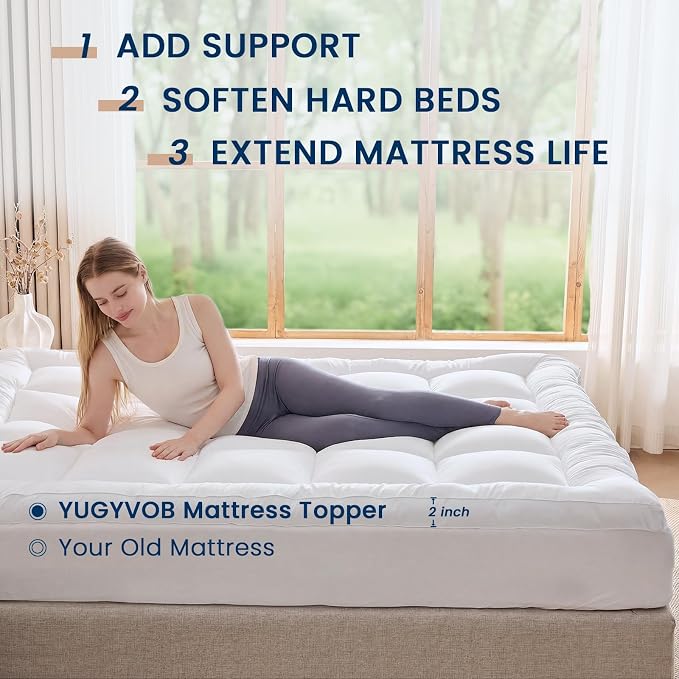 YUGYVOB Mattress Pad Extra Thick, and Breathable California King Mattress - Image 8
