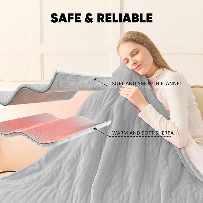 greenoak Heated Blanket Electric Queen Size 84"X90" Dual Control, Heating - Image 7