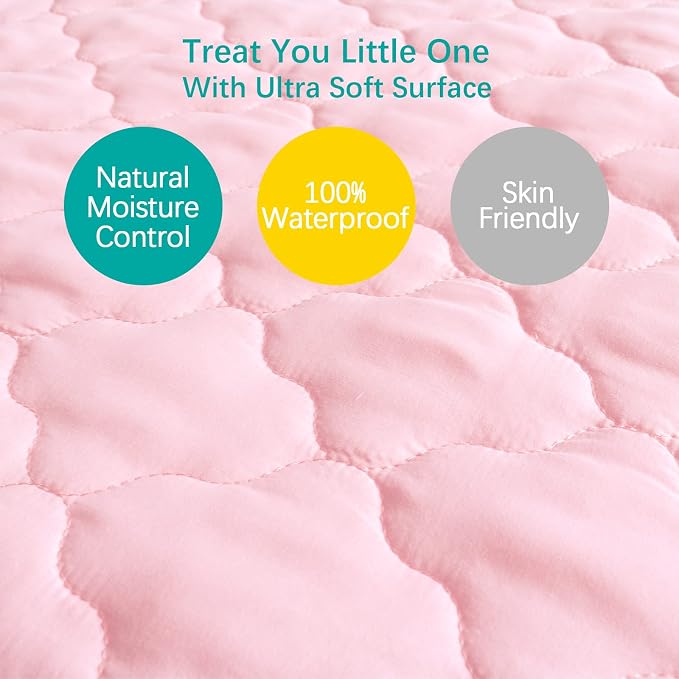 Mini Crib Mattress Protector Sheets Fitted Waterproof Mini Crib Mattress Pad - Image 5