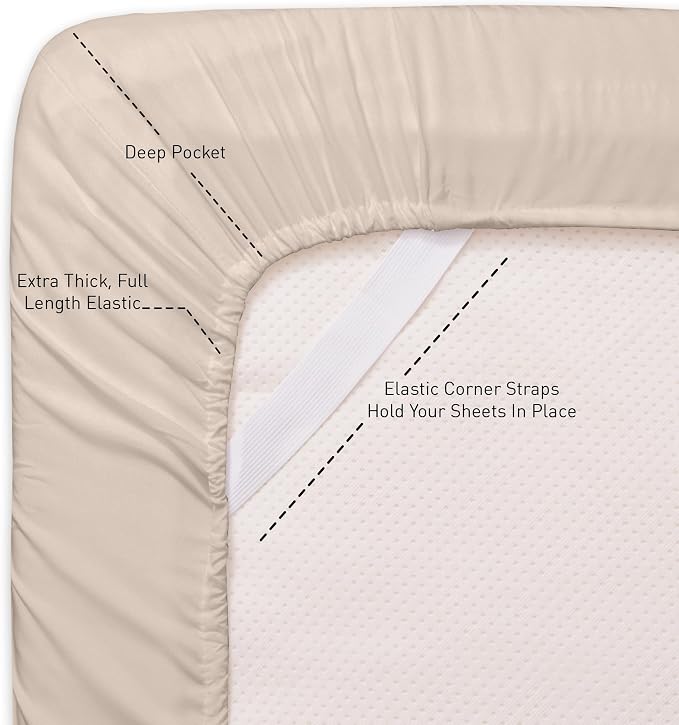 Twin Fitted Sheet Only with Full Elastic & Built in Corner Sheet Straps to - Image 2