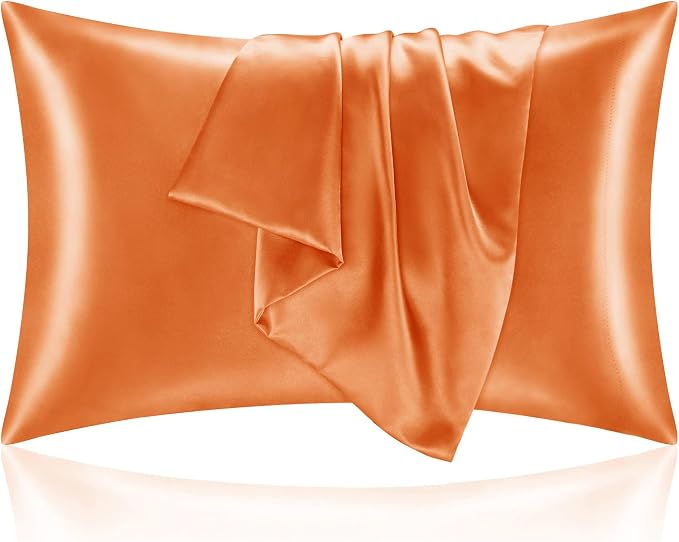 BEDELITE Satin Pillowcase with Zipper, Burnt Orange Pillow Cases Queen Size Set by BEDELITE