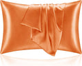 BEDELITE Satin Pillowcase with Zipper, Burnt Orange Pillow Cases Queen Size Set by BEDELITE