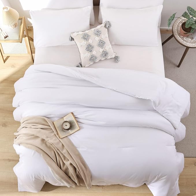 ROSGONIA Comforter Full Size for Girls Boys Teens White, Lightweight Dorm - Image 5