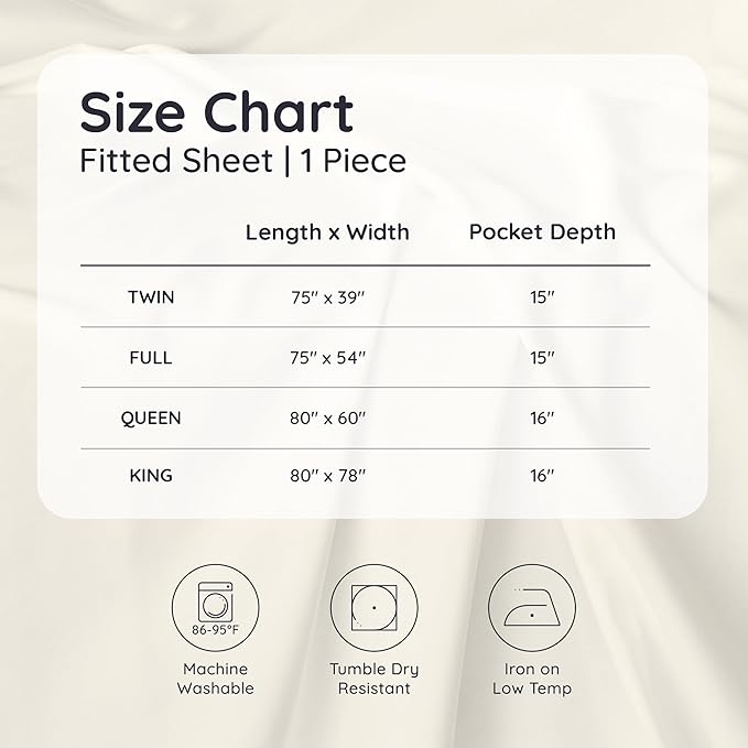 Bambaw 100% Viscose Derived from Bamboo Fitted Sheet Twin Size, 15’’ Deep Pocket - Image 8