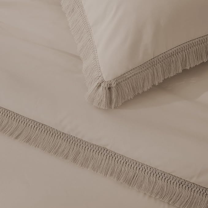 Andency King Size Comforter Set Khaki, 3 Pieces Boho Soft Lightweight Bedding - Image 8