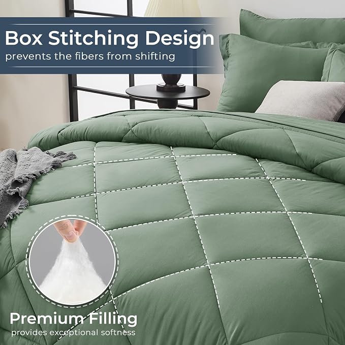 HEVUMYI Sage Green Full Comforter Set - Image 4