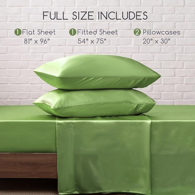 MR&HM Satin Bed Sheets, Full Size Sheets Set - Image 7