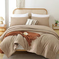 ROSGONIA Queen Comforter Set Taupe Brown by ROSGONIA