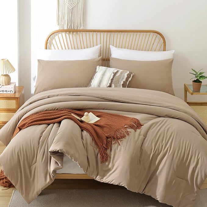 ROSGONIA Oversized Queen Comforter Taupe Brown by ROSGONIA