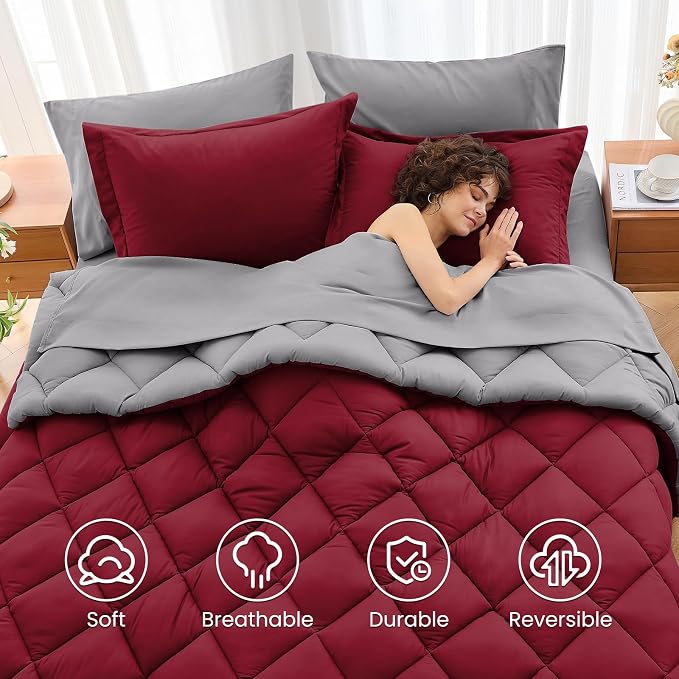 MUXHOMO 5 Pieces Twin Comforter Set, Reversible Bed in a Bag Twin Size - Image 6