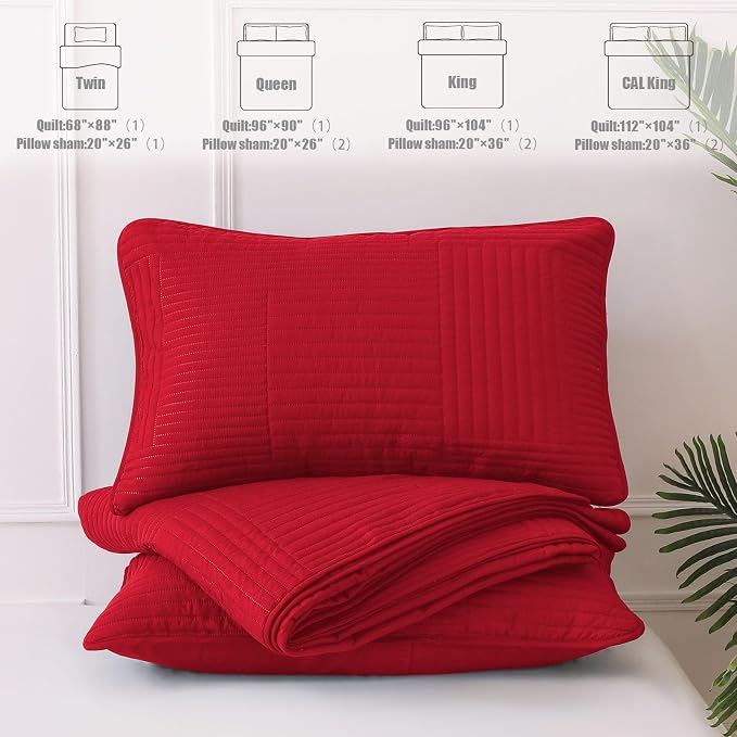 Whale Flotilla Ultra Soft King Quilt Bedding Set, Lightweight Microfiber Red - Image 7