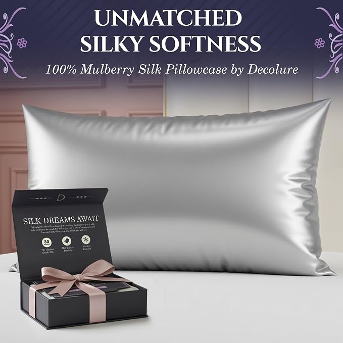 DECOLURE 100% Pure Mulberry Silk Pillow Case King Size – Highest Grade 30 Momme - Image 2