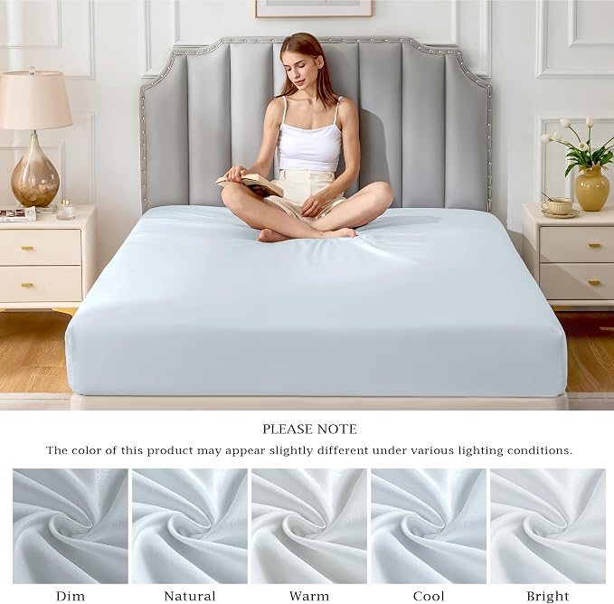 FreshCulture Pure Cotton Fitted Sheets California King Size, 300 Thread Count - Image 7
