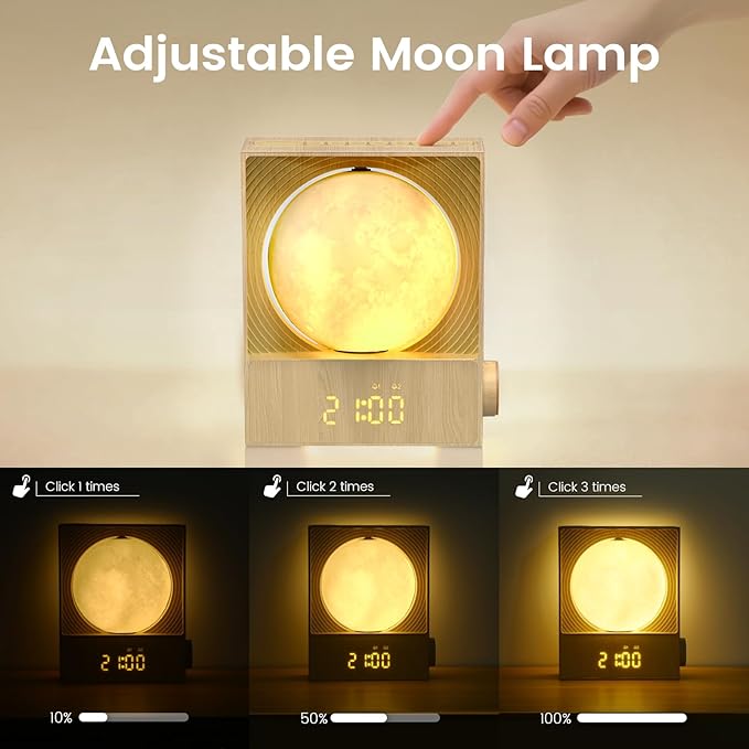 Sunrise Alarm Clock, 360-Degree Rotating Moonlight & 10 White Noise Sounds - Image 6